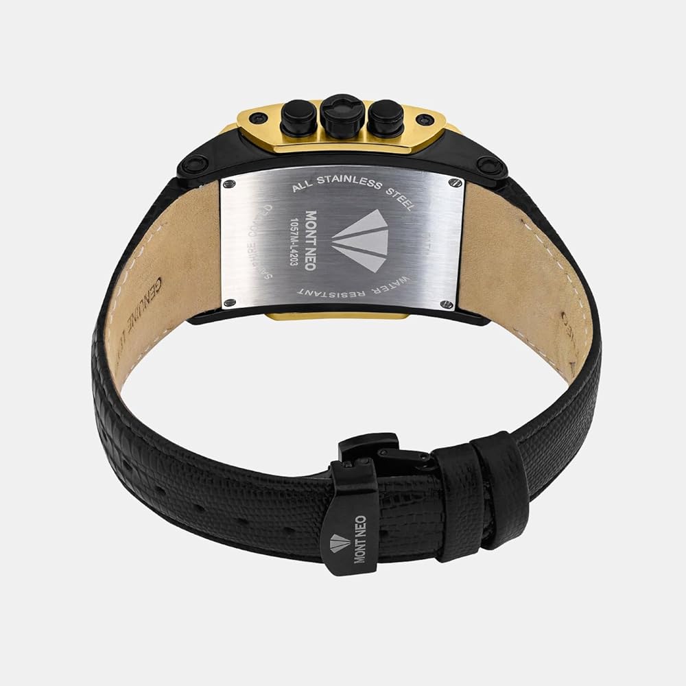Buy Mont Neo Men Quartz Black Dial Multi-Function Leather Watch